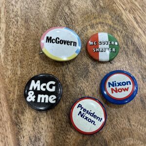 Vintage Lot Of 5 Political Campaign Button Pins Richard Nixon McGovern Shriver